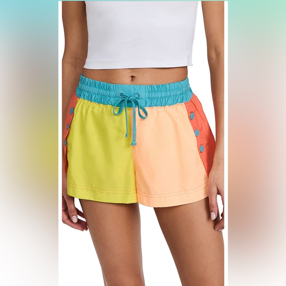 FP Movement by Free People Women's Invigorate Colorblock Shorts, Lime Combo, S